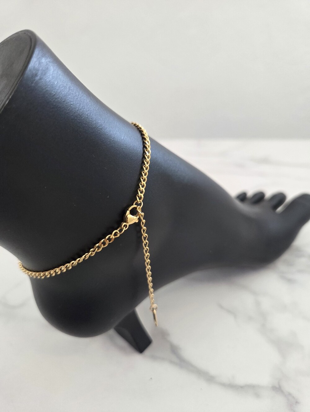 Gold Celestial Anklet Pearl Crescent Moon Star Charm Bracelet - Picture 11 of 16